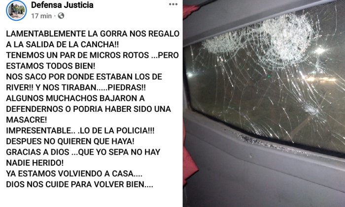 Chaco: Tras el partido entre River y Defensa micros del Halcón fueron apedreados