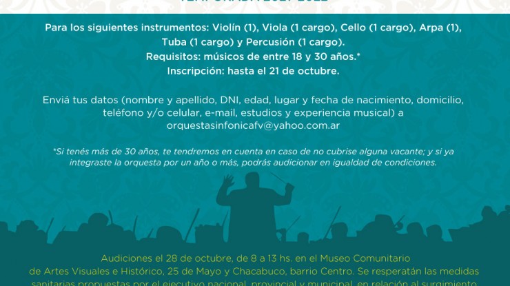 La Orquesta Sinfónica Municipal convoca a audiciones