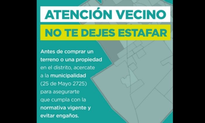 F. Varela: Requerir asesoramiento en el Municipio antes de comprar un terreno o lote