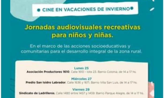 F. Varela: Vacaciones de invierno, jornadas de cine en la zona rural