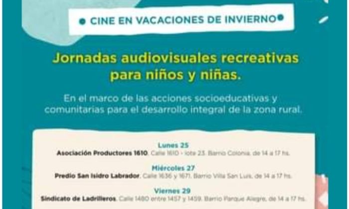 F. Varela: Vacaciones de invierno, jornadas de cine en la zona rural