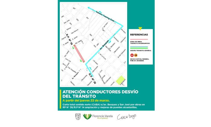 F.Varela - Ruta provincial 36 - Desvíos del tránsito