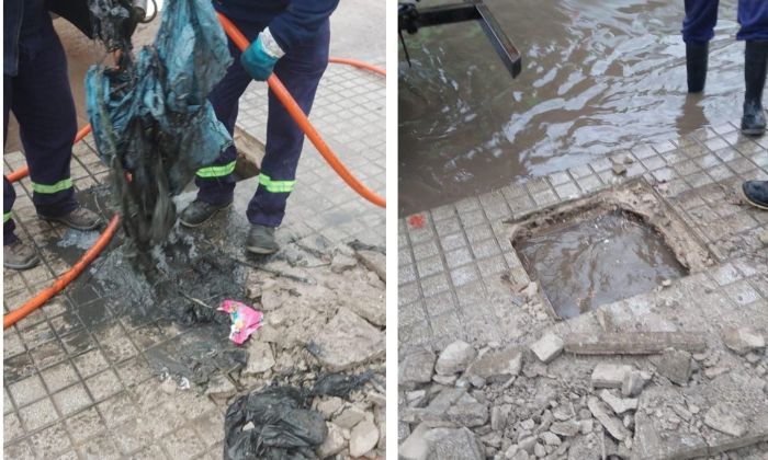 Florencio Varela - Labores de saneamiento en calle Luján, de Bosques