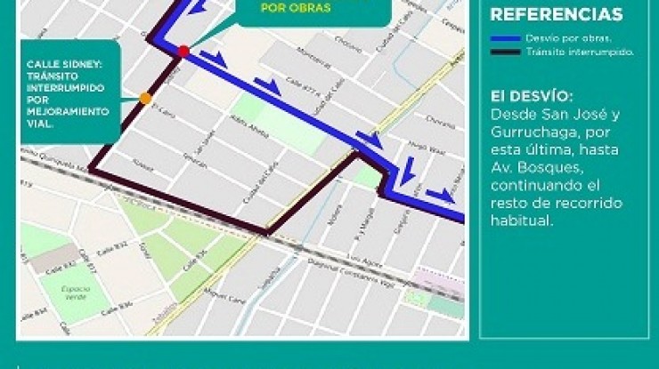 Desvío por obras de la línea 507