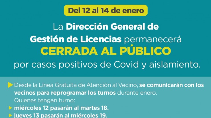 Covid-19: Las oficinas de emisión de licencias permanecerán cerradas