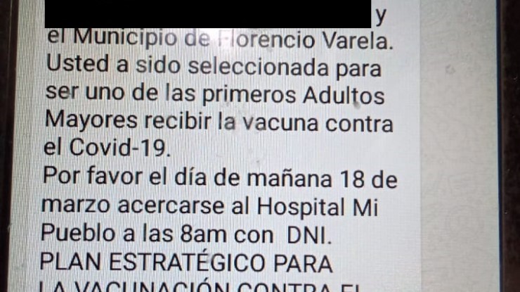 Alertan sobre citaciones falsas para recibir la vacuna