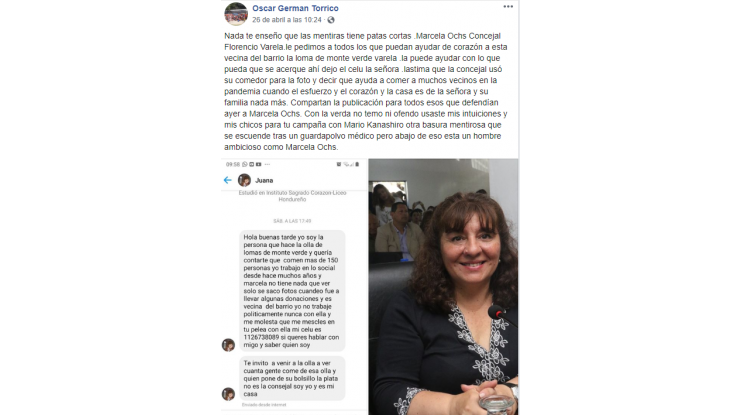 F. Varela: grave acusación contra la concejal Marcela Ochs